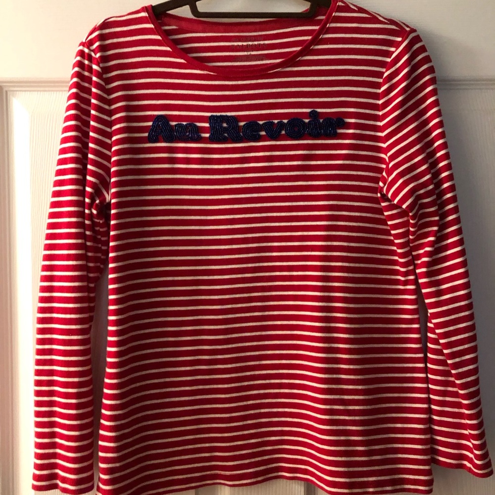 Talbots red and white striped top
